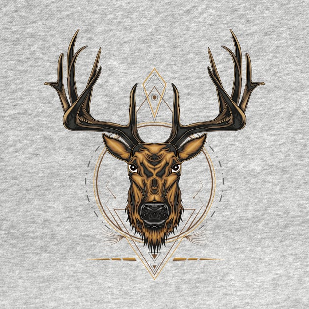 Deer logo illustration with ornament frame by AGORA studio